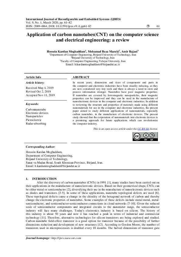 (PDF) Application of Carbon Nanotubes(CNT) on The Computer Science and ...