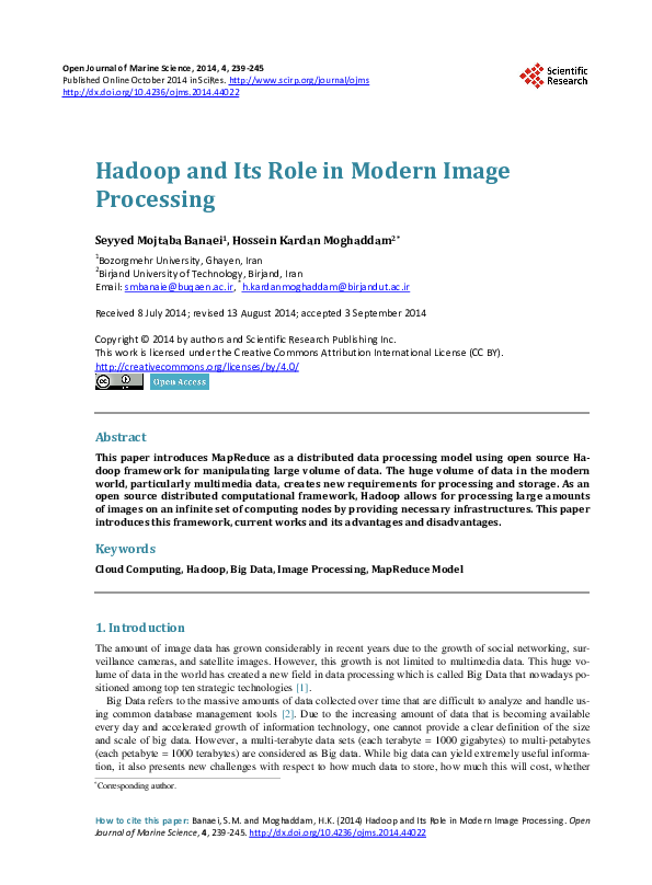 (PDF) Hadoop and Its Role in Modern Image Processing