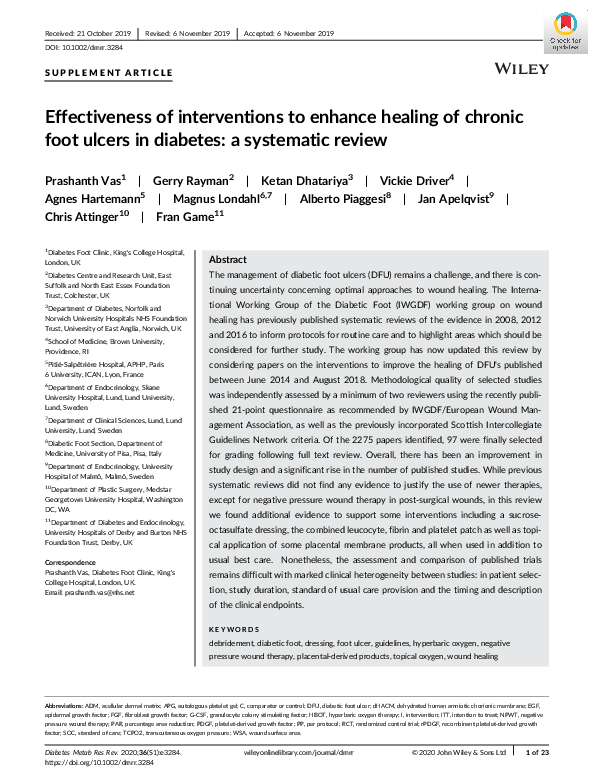 (PDF) Effectiveness of interventions to enhance healing of chronic foot ...