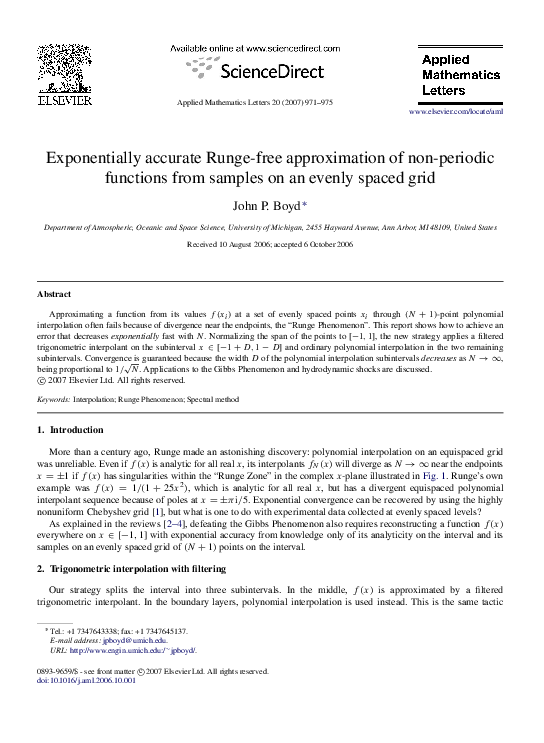 (PDF) Exponentially accurate Runge-free approximation of non-periodic ...
