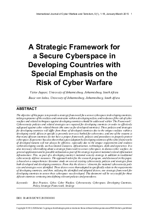 (PDF) A Strategic Framework for a Secure Cyberspace in Developing ...