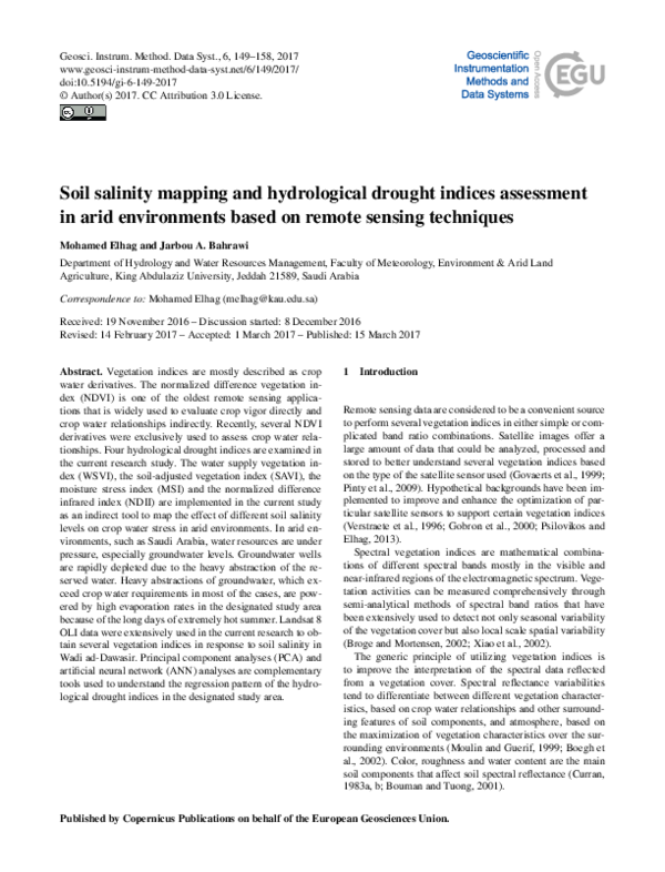 (PDF) Soil Salinity Mapping and Hydrological Drought Indices Assessment ...
