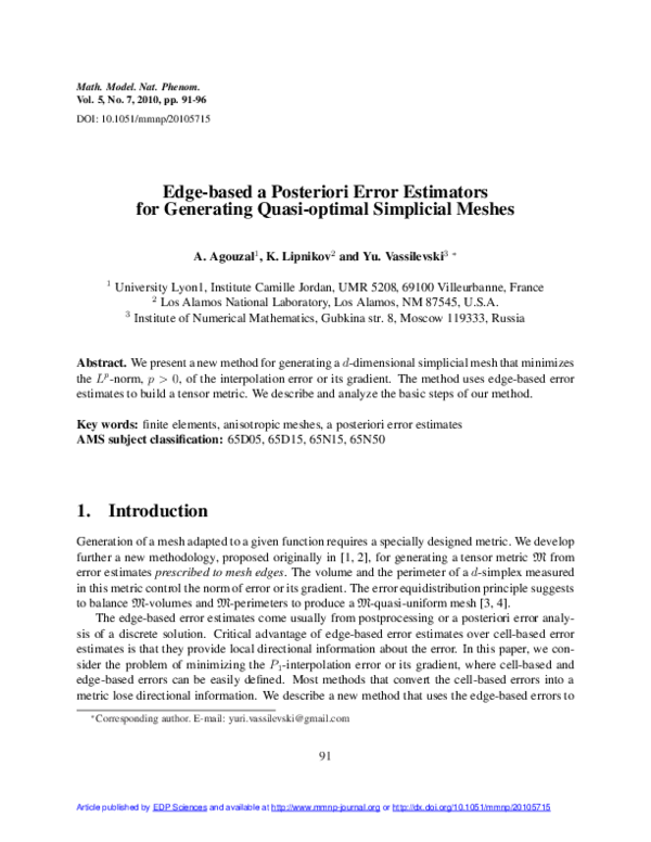 (PDF) Edge-based a Posteriori Error Estimators for Generating Quasi ...