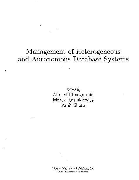 (PDF) Management of heterogeneous and autonomous database systems