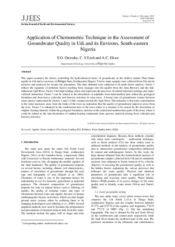 (PDF) Application of Chemometric Technique in the Assessment of ...