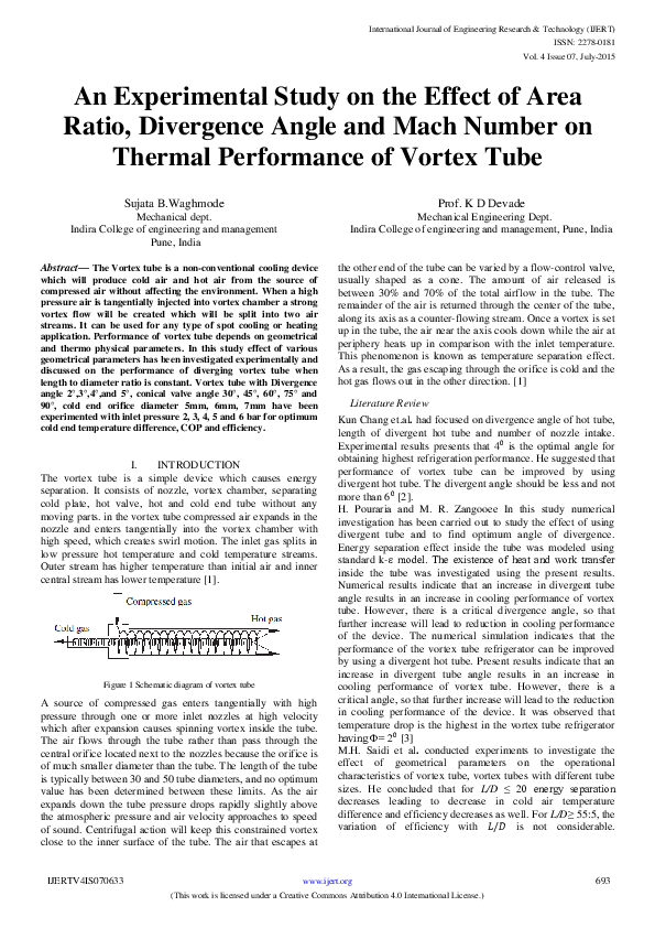 (PDF) An Experimental Study on the Effect of Area Ratio, Divergence ...