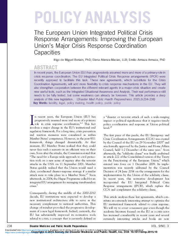 (PDF) The European Union Integrated Political Crisis Response ...