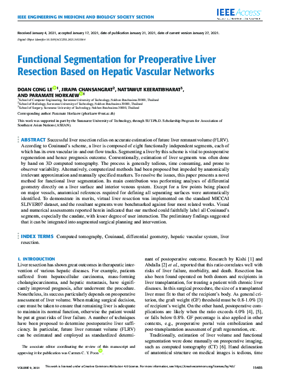 (PDF) Functional Segmentation for Preoperative Liver Resection Based on ...