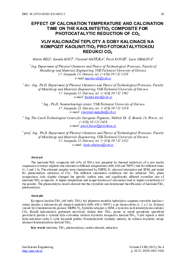 (PDF) Effect of Calcination Temperature and Calcination Time on the ...