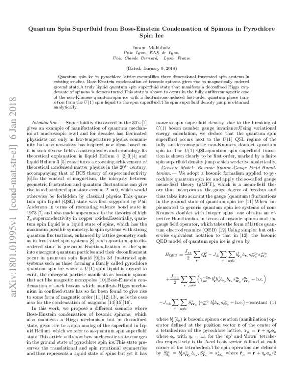 (PDF) Quantum spin superfluid from Bose-Einstein condensation of ...
