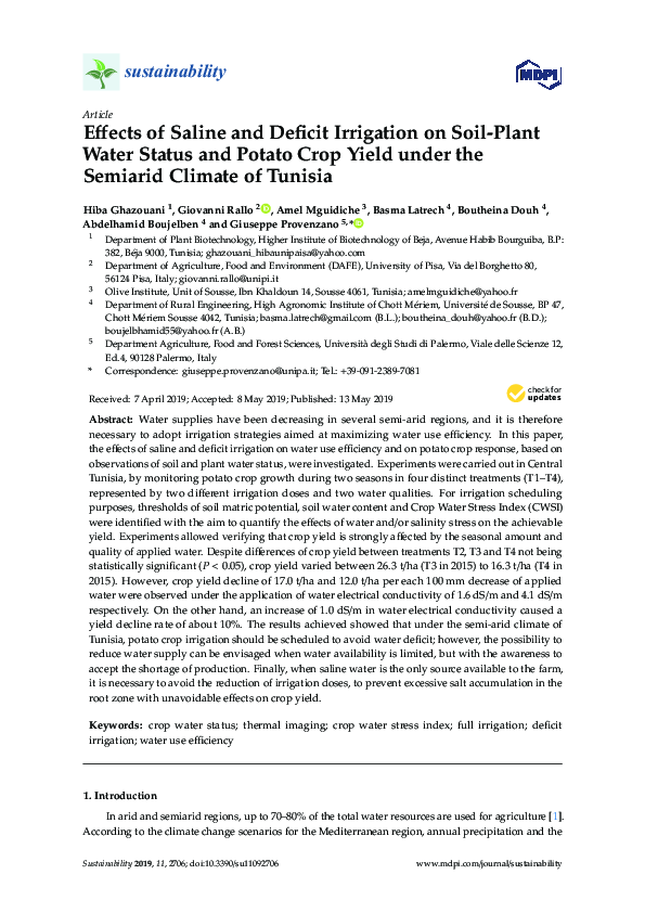(PDF) Effects of Saline and Deficit Irrigation on Soil-Plant Water ...
