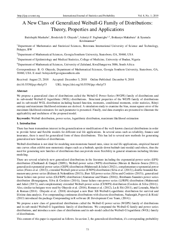 (PDF) A New Class of Generalized Weibull-G Family of Distributions ...