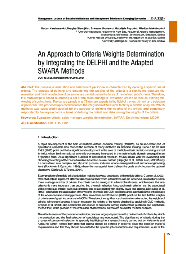 (PDF) An Approach to Criteria Weights Determination by Integrating the ...