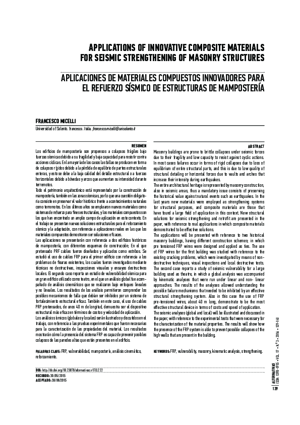 (PDF) Applications of innovative composite materials for seismic ...