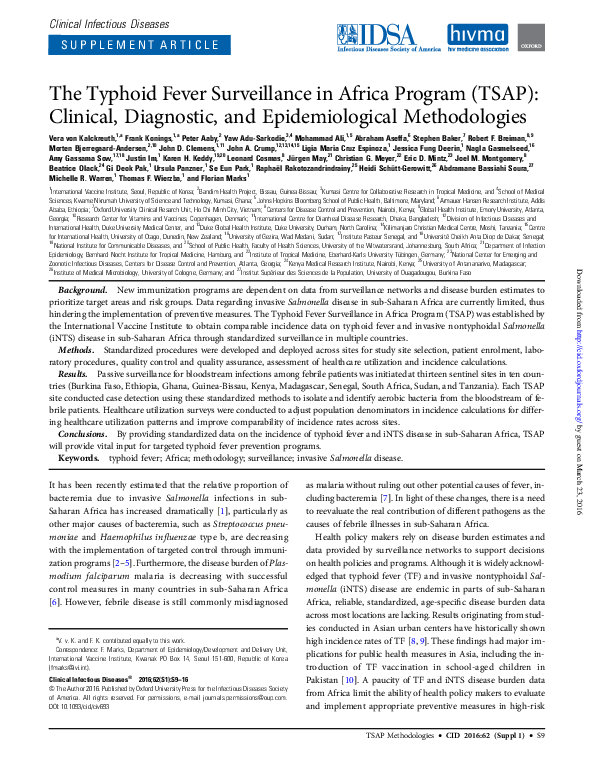 (PDF) The Typhoid Fever Surveillance in Africa Program (TSAP): Clinical ...