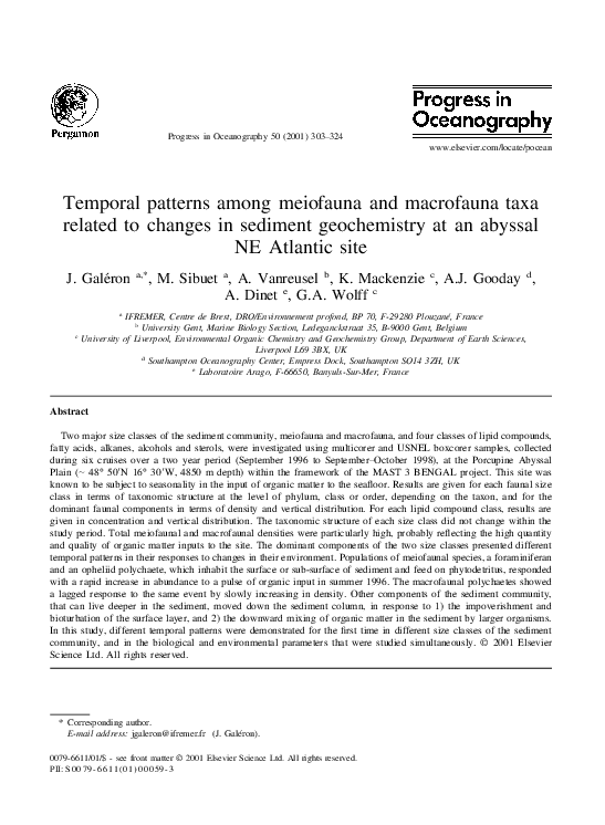 (PDF) Temporal patterns among meiofauna and macrofauna taxa related to ...