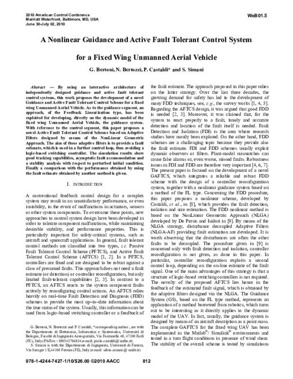 (PDF) A nonlinear guidance and active fault tolerant control system for ...