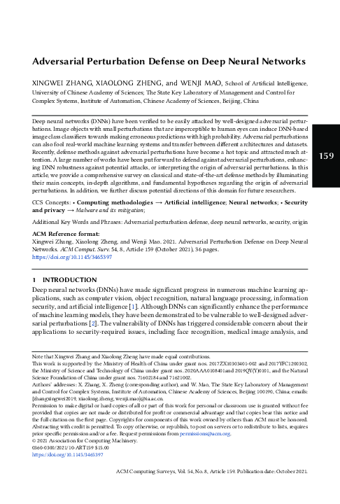 (PDF) Adversarial Perturbation Defense on Deep Neural Networks