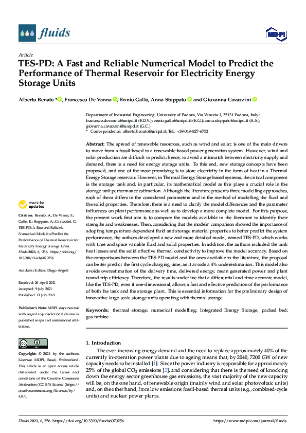 (PDF) TES-PD: A Fast and Reliable Numerical Model to Predict the ...