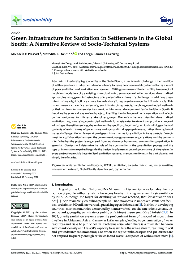 (PDF) Green Infrastructure for Sanitation in Settlements in the Global ...