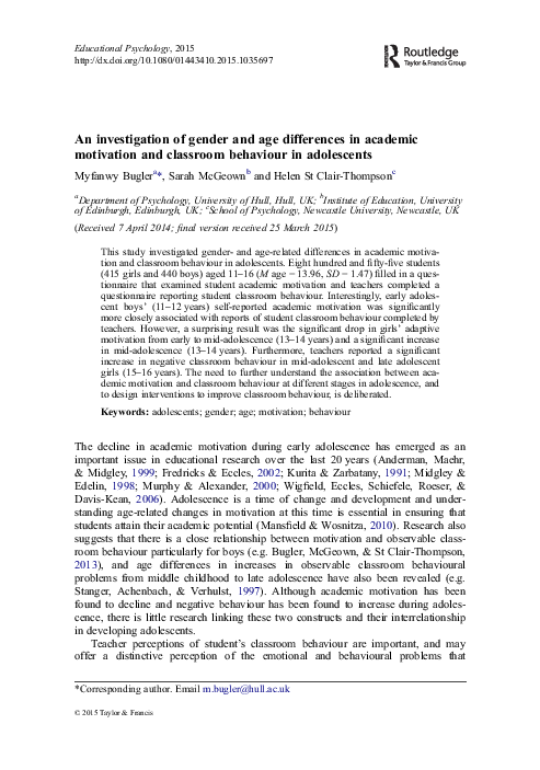 (PDF) An investigation of gender and age differences in academic ...