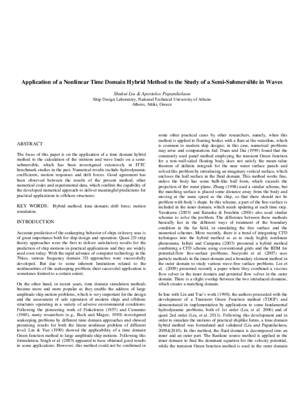 (PDF) Application of a Nonlinear Time Domain Hybrid Method to the Study ...