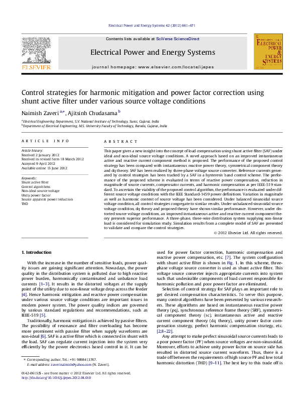 (PDF) Control strategies for harmonic mitigation and power factor ...