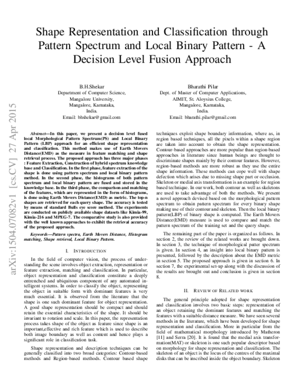 (PDF) Shape Representation and Classification through Pattern Spectrum ...