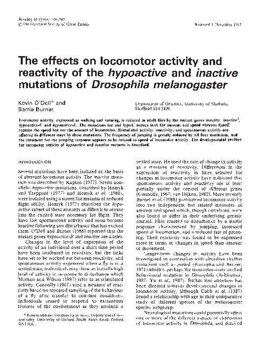 (PDF) The effects on locomotor activity and reactivity of the ...