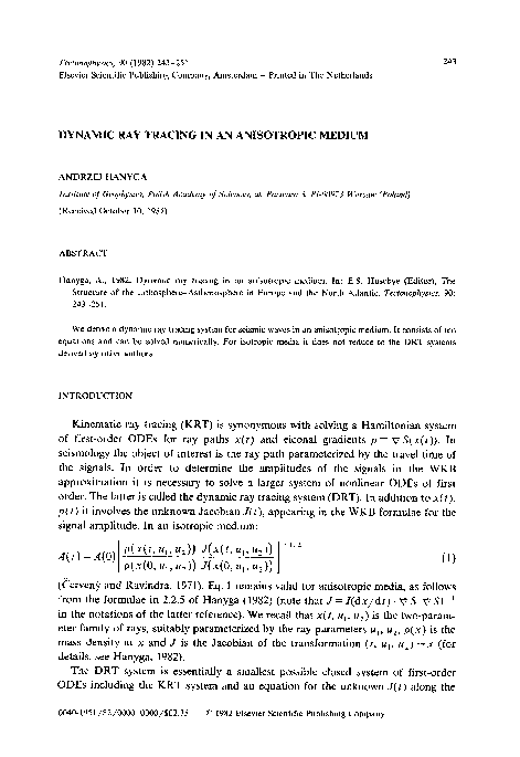 (PDF) Dynamic ray tracing in an anisotropic medium
