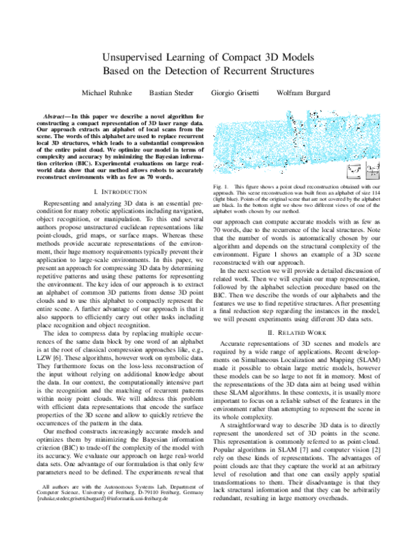 (PDF) Unsupervised learning of compact 3D models based on the detection ...