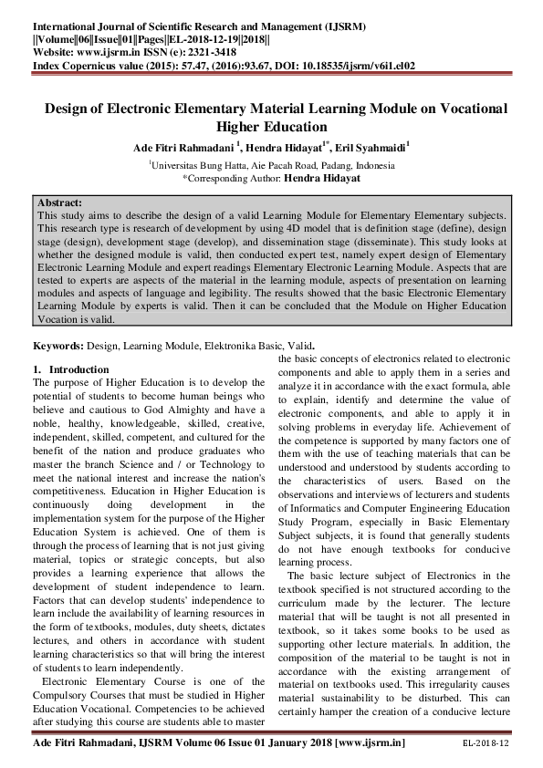 (PDF) Design of Electronic Elementary Material Learning Module on ...
