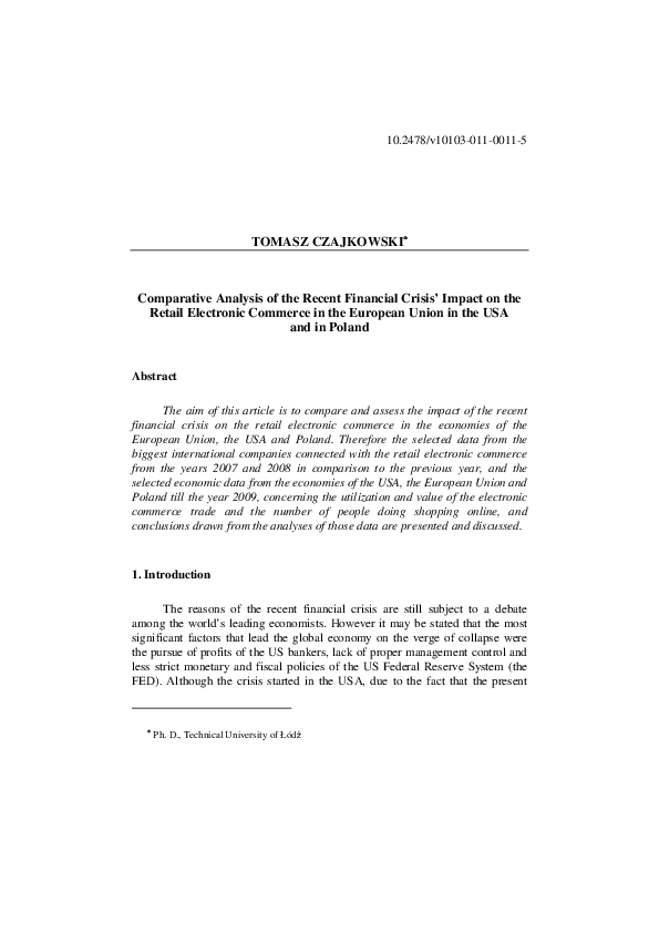 (PDF) Comparative Analysis of the Recent Financial Crisis' Impact on ...