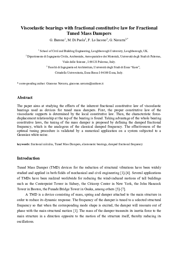 (PDF) Viscoelastic bearings with fractional constitutive law for ...