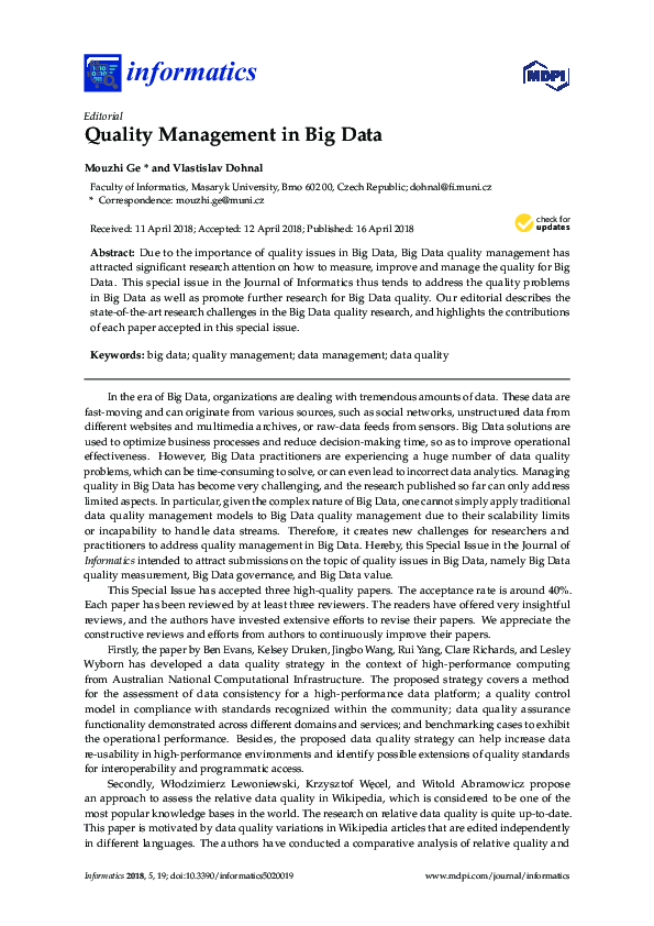 (PDF) Quality Management in Big Data