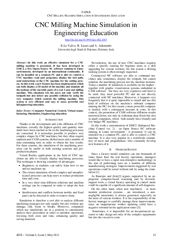 (PDF) CNC Milling Machine Simulation in Engineering Education