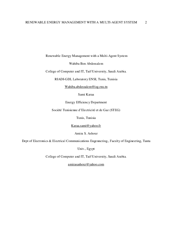 (PDF) Renewable Energy Management with a Multi-Agent System