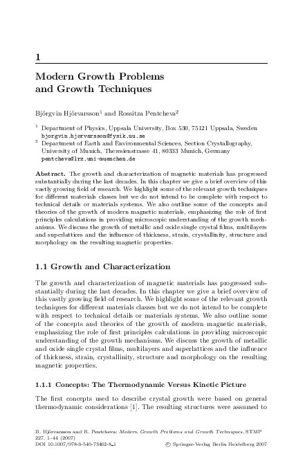 (PDF) Modern Growth Problems and Growth Techniques