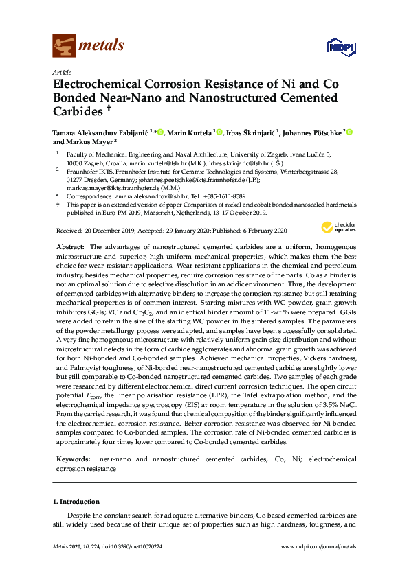(PDF) Electrochemical Corrosion Resistance of Ni and Co Bonded Near ...