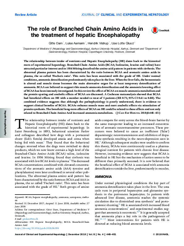 (PDF) The role of Branched Chain Amino Acids in the treatment of