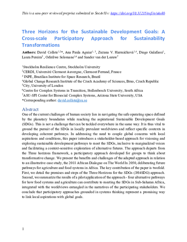(PDF) A cross-scale participatory approach to discuss pathways to the ...