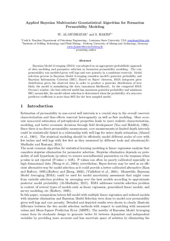 (PDF) Applied Bayesian Multivariate Geostatistical Algorithm for ...