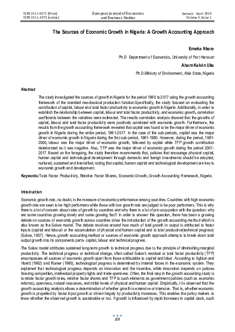 (PDF) The Sources of Economic Growth in Nigeria: A Growth Accounting ...