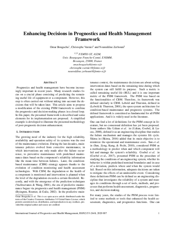 (PDF) Enhancing Decisions in Prognostics and Health Management Framework