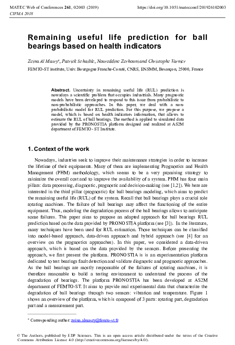 (PDF) Remaining useful life prediction for ball bearings based on ...