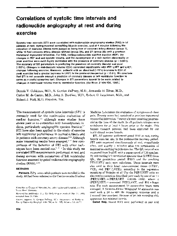 (PDF) Correlations of systolic time intervals and radionuclide ...