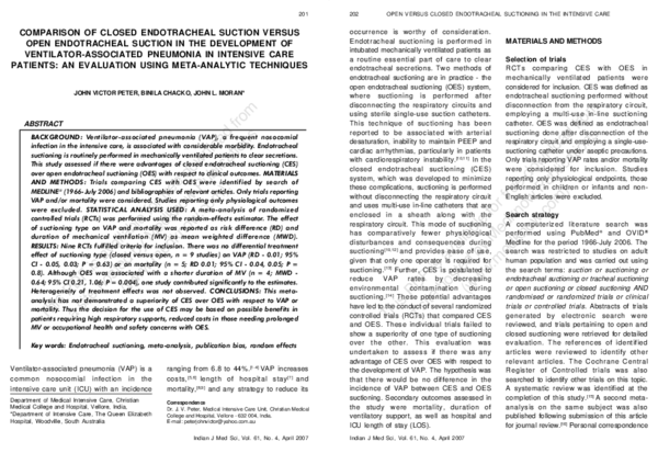 (PDF) Comparison of closed endotracheal suction versus open ...