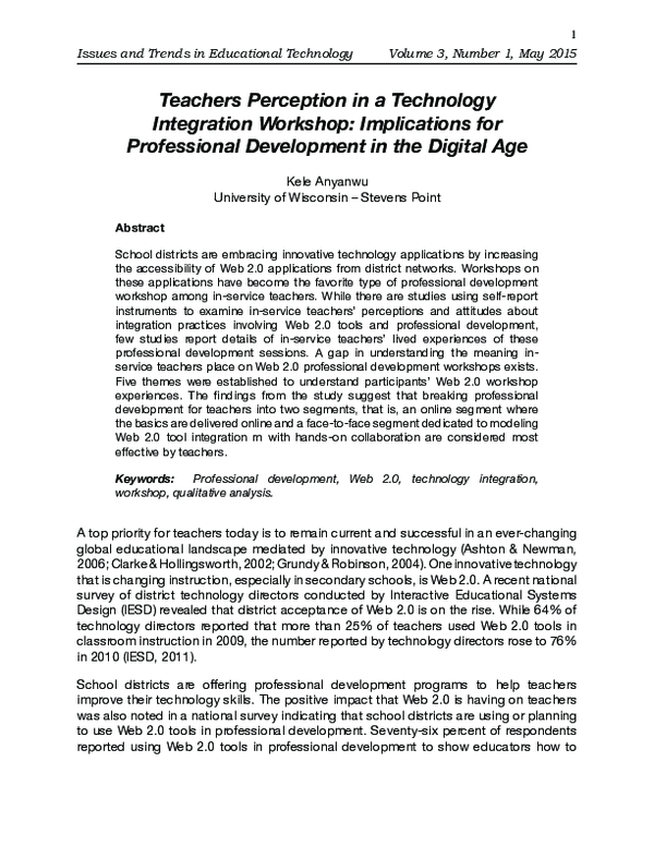 (PDF) Teachers Perception in a Technology Integration Workshop ...