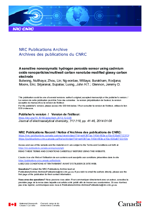 (PDF) A sensitive nonenzymatic hydrogen peroxide sensor using cadmium ...