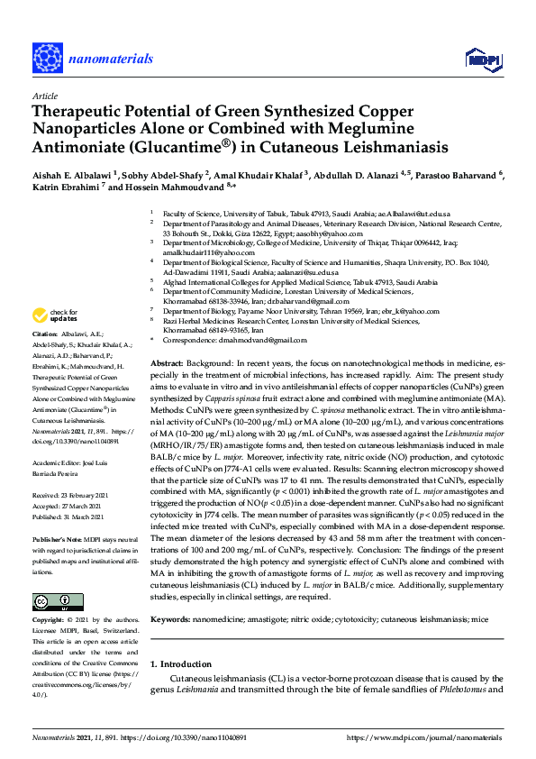 (PDF) Therapeutic Potential of Green Synthesized Copper Nanoparticles ...